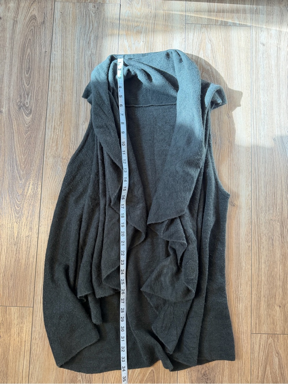 Dark Gray Draped Open-Front Women’s Sweater Vest